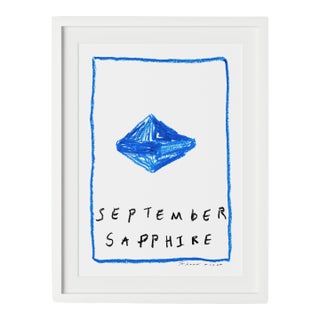 September Sapphire Birthstone Print by Tatiana Alida in White Frame For Sale