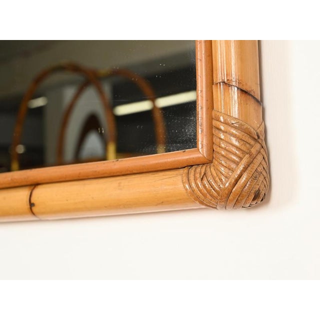 Wood Mid-Century Italian Rectangular Mirror in Bamboo and Rattan, Italy, 1970s For Sale - Image 7 of 11