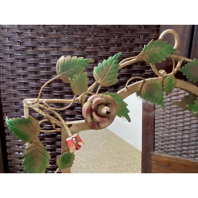 French Wrought Iron Mirror with Roses, 1970s For Sale - Image 8 of 18