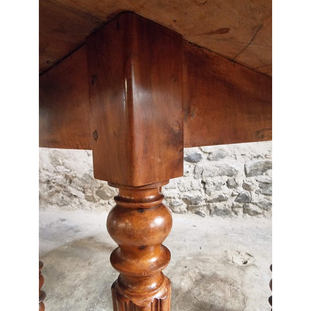 Antique French Round Walnut Dining Table, 1890s For Sale - Image 10 of 18