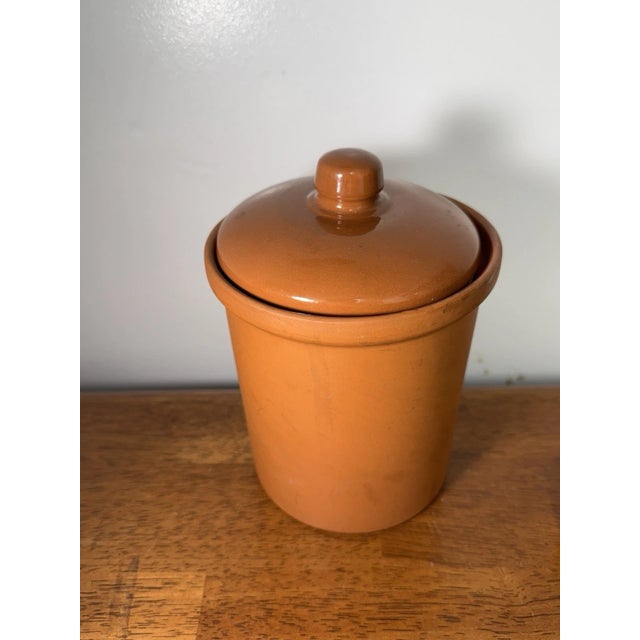 Vintage Portuguese Terracotta Pottery Jar W/ Lid | Rustic Portugal Clay Canister For Sale - Image 4 of 14