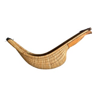 Vintage Basque Jai Alai Cesta, Hand-Woven Reed and Leather For Sale
