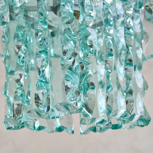 Italian Glass + Chrome Pendant, 1970s For Sale - Image 4 of 12