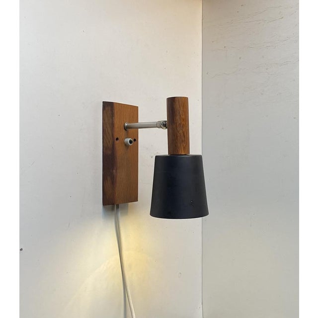Adjustable Black and Teak Silva Wall Lamp from Lyfa, 1960s For Sale - Image 6 of 12