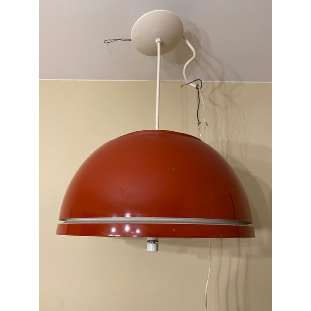 Lightolier 1960s Burnt Orange Louvered Lightolier Dome Pendant Light For Sale - Image 4 of 9