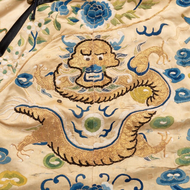Exquisite embroidery creates a fantastical backdrop for the mystical dragons that adorn this 19th-century Chinese robe....
