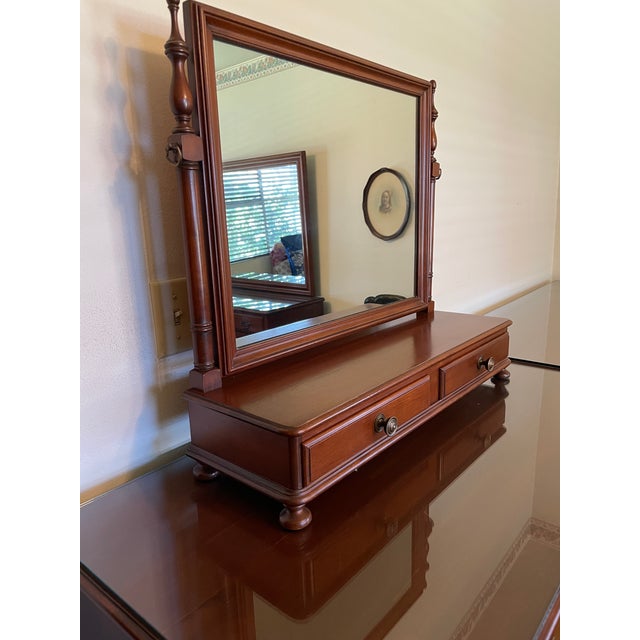 1930s Vintage Cherry Wood Mens Valet Mirror For Sale - Image 5 of 5