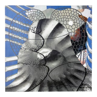"Bell Jar Blue" by Michael DesRosiers Abstract Mixed-Media on MDF Panel (2025) For Sale