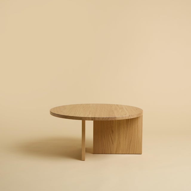 Round Oak Coffee Table by Lebanto For Sale - Image 6 of 6