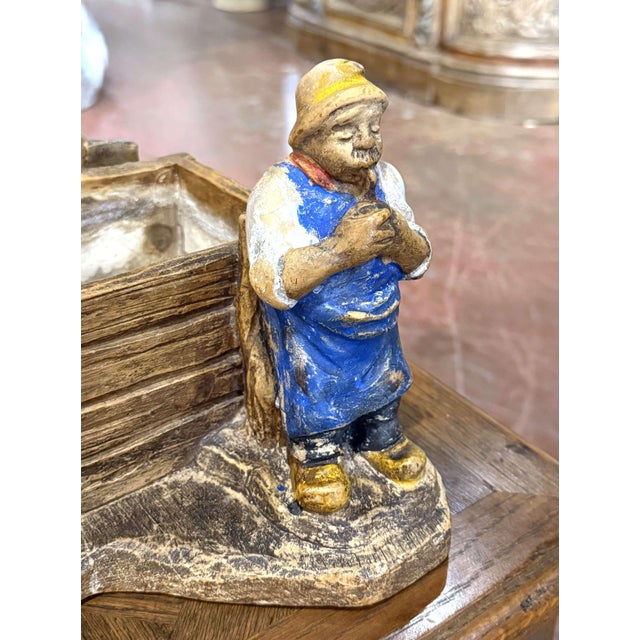 French 19th Century French Painted Figural Gardener Cachepot Planter For Sale - Image 3 of 10