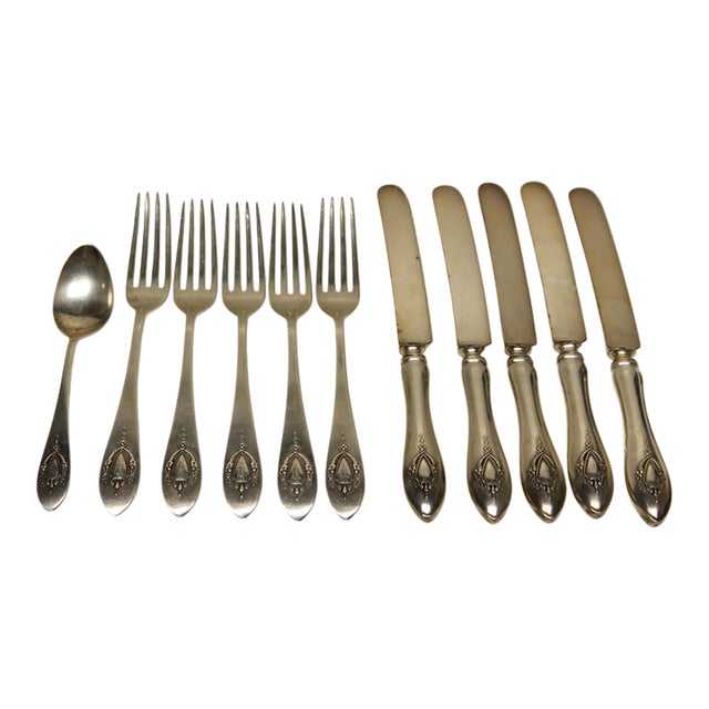 RLB Lunt Silversmiths Sterling Silver Set of 5 Knives & 5 Forks For Sale