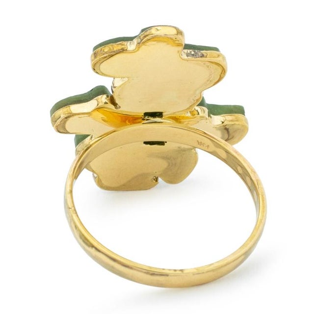 Late 20th Century 14k Yellow Gold Jade Ring For Sale - Image 5 of 6