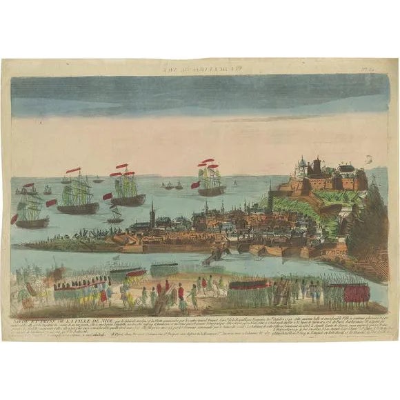Siege of Nice by Chereau, 1790, Paper For Sale