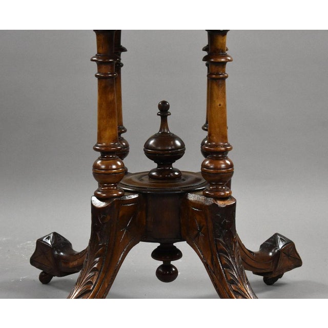 Brown Victorian Burr Walnut Inlaid Table, 1860 For Sale - Image 8 of 11