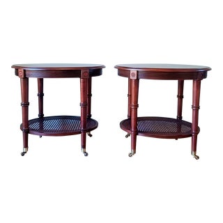 Pair of British Classics Freeport Oval Round Tables by Ethan Allen For Sale