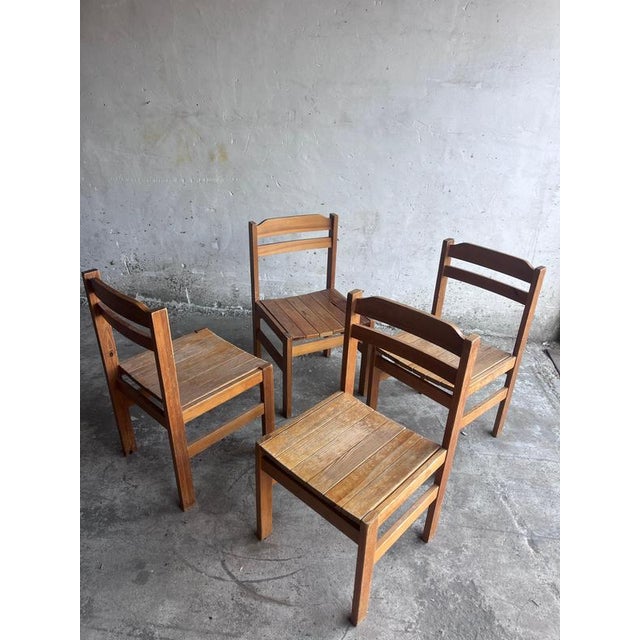 Wood Rustic Wood Dining Chairs, Europe, 1970s, Set of 4 For Sale - Image 7 of 7