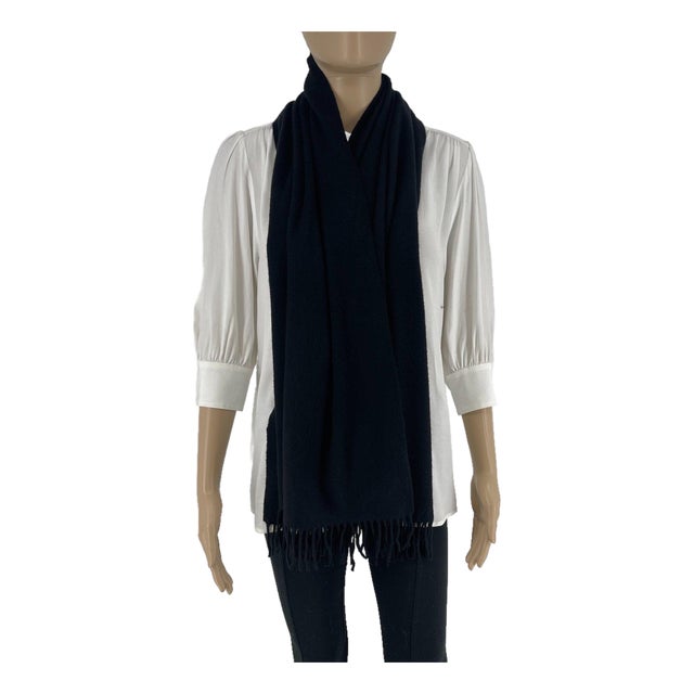 Ing. Loro Piana Black Solid 100% Cashmere Scarf For Sale