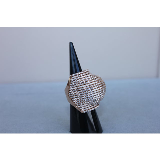 Palmiero Unique White Diamond Brilliant Pave 18 Karat Rose Gold Unique Dome Ring, Size 7.25 For Sale - Image 17 of 18