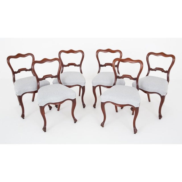 Wood Victorian Balloon Back Dining Chairs in Mahogany, Set of 6 For Sale - Image 7 of 7