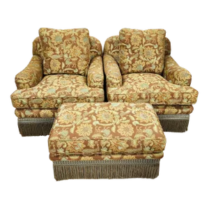 Lounge Chairs Ottoman Erwin Lambeth for Tomlinson - 3 Pieces