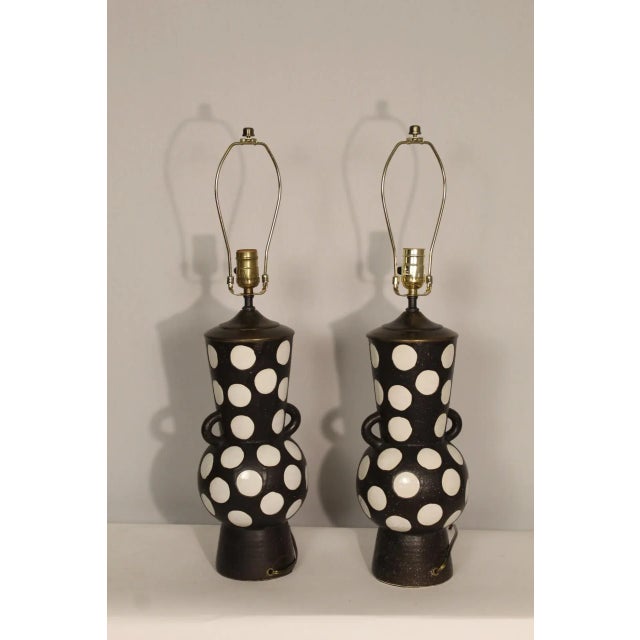 Early 20th Century Lotte and Gunner Bostlund Style Ceramic Lamps - a Pair For Sale In Miami - Image 6 of 11