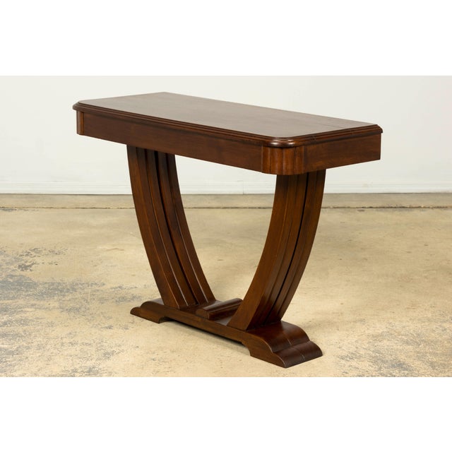 1930s French Art Deco Walnut Console Table For Sale - Image 9 of 18
