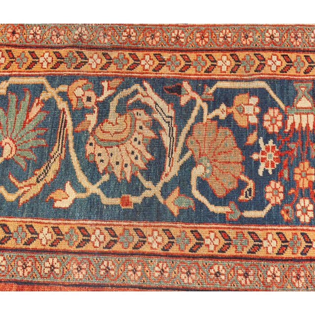 Textile Antique Persian Sultanabad Red Botanic Handmade Wool Rug For Sale - Image 7 of 8