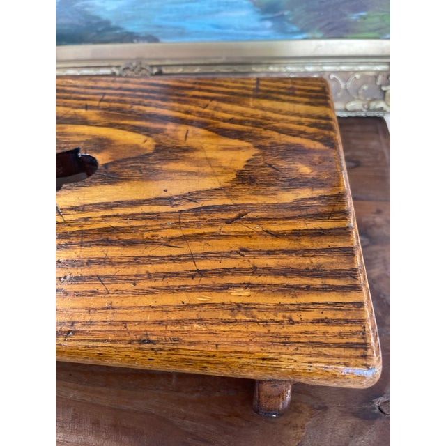 1950s Handcrafted Likely Oak Footstool With Decorative Cut-Out and Curved Legs. For Sale - Image 10 of 10