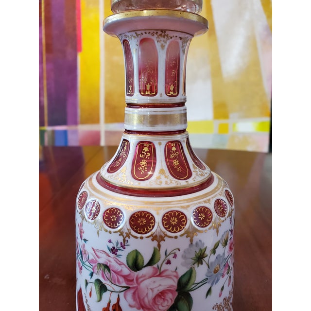 Antique Bohemian Glass Moser Overlay Ruby Bottle For Sale - Image 4 of 10