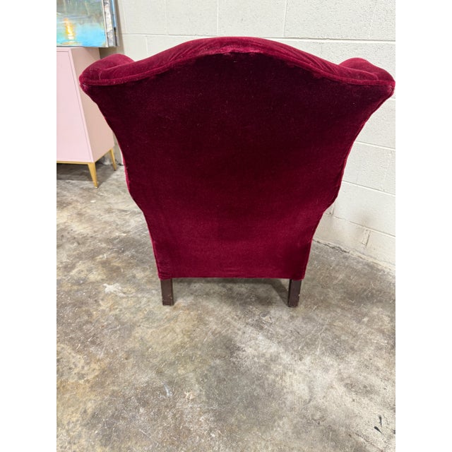 Deep Red Maroon Mohair Armchair Claw Feet For Sale - Image 4 of 12