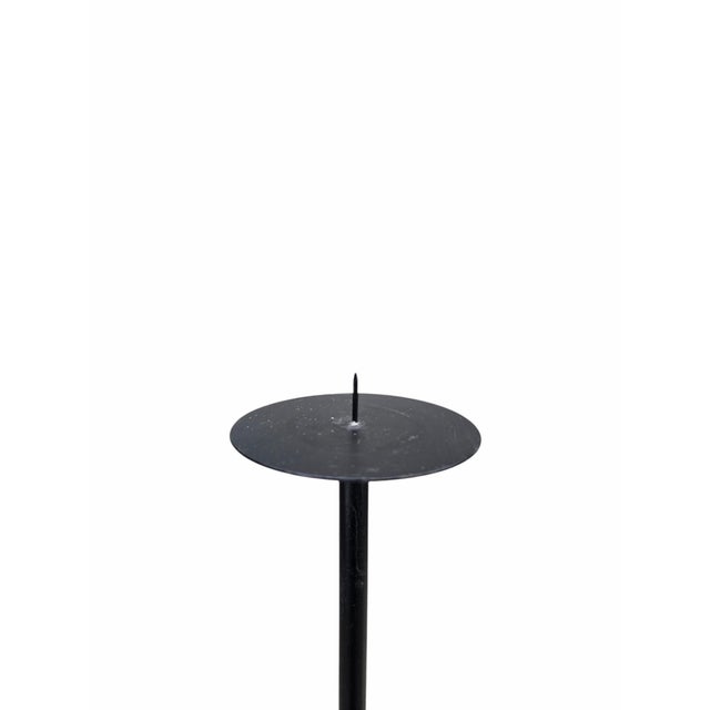 Vintage Black Iron Nail-Top Candle Stands – Set of 3 For Sale - Image 10 of 11