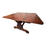 Antique French Oak & Elm Trestle Base Dining Table For Sale