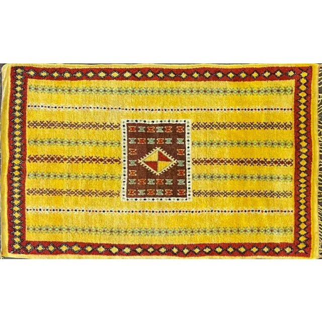 Vintage handmade Tribal North African Moroccan rug, most desirable and unique 4'3" x 7', This magnificent vintage mid-...