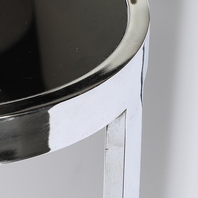 Chrome Art Deco Chrome Two-Tier Rolling Serving Cart With Inset Black Vitrolite For Sale - Image 8 of 8