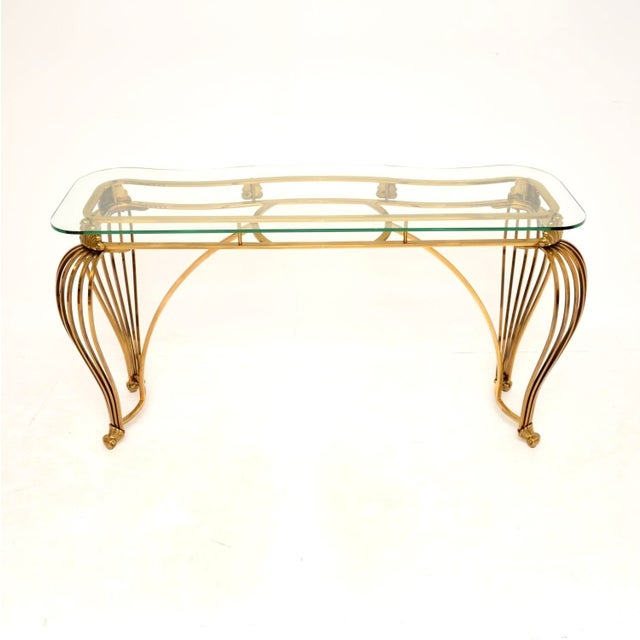Mid-Century Modern Vintage Italian Brass and Glass Console Table, 1960s For Sale - Image 3 of 11