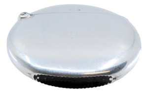 Plain Silver Matchbox in Circular Shape with Hinged Lid