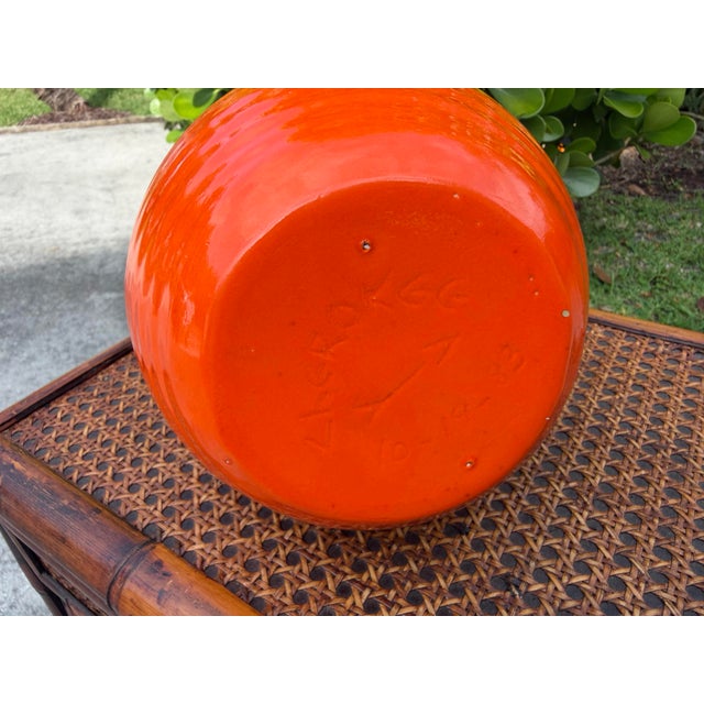 Vintage Atomic Orange Art Pottery Vase by Cherokee Pottery, 1983 For Sale - Image 11 of 11