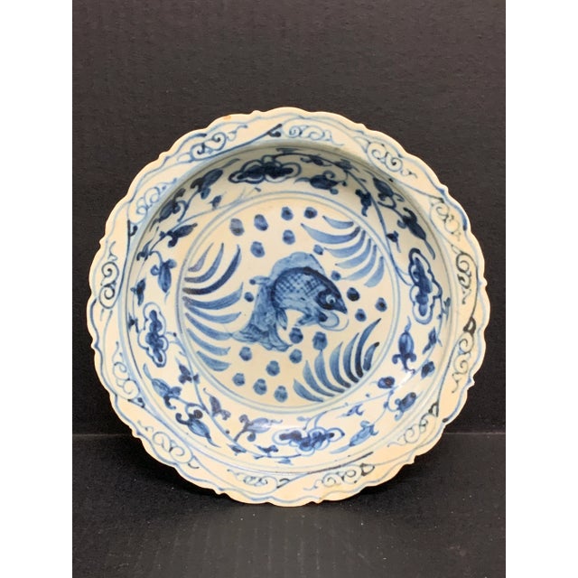 Ceramic Chinese Art Porcelain Blue and White Plate For Sale - Image 7 of 7