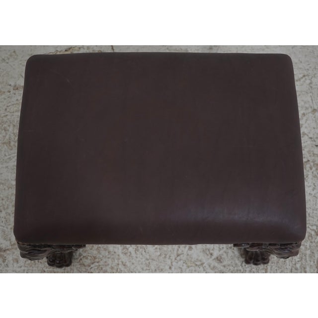 Chippendale Chippendale English Style Paw Feet Mahogany Ottoman For Sale - Image 3 of 11