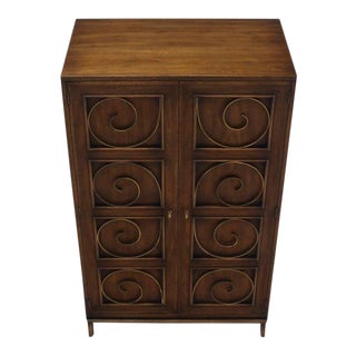 Mid-Century Modern Solid Brass Scrolls Blanket Chest Cabinet For Sale