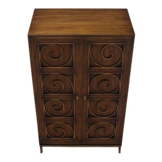 Mid-Century Modern Solid Brass Scrolls Blanket Chest Cabinet For Sale