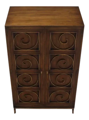 Mid-Century Modern Solid Brass Scrolls Blanket Chest Cabinet