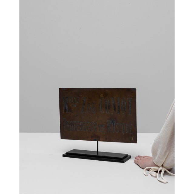 Traditional 20th Century Belgian Music Professor Brass Sign on Stand For Sale - Image 3 of 18