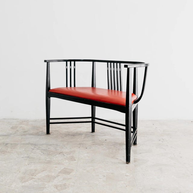 Postmodern Sofa in Wood and Red Leather from Ernest Archibald Taylor For Sale - Image 4 of 10