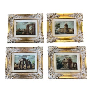Antique Italian Oil Painting, Set /4 For Sale