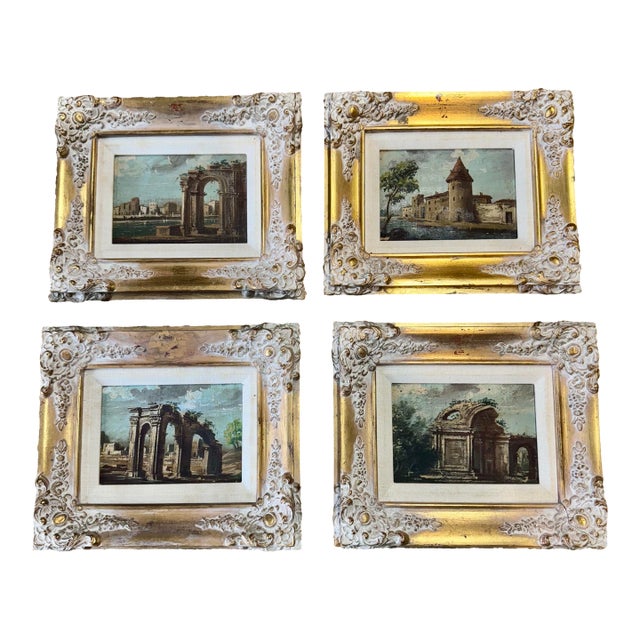 Antique Italian Oil Painting, Set /4 For Sale