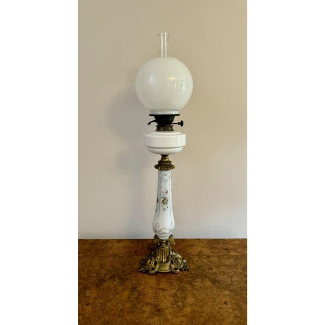 Glass Antique Victorian Oil Lamp, 1880 For Sale - Image 7 of 7