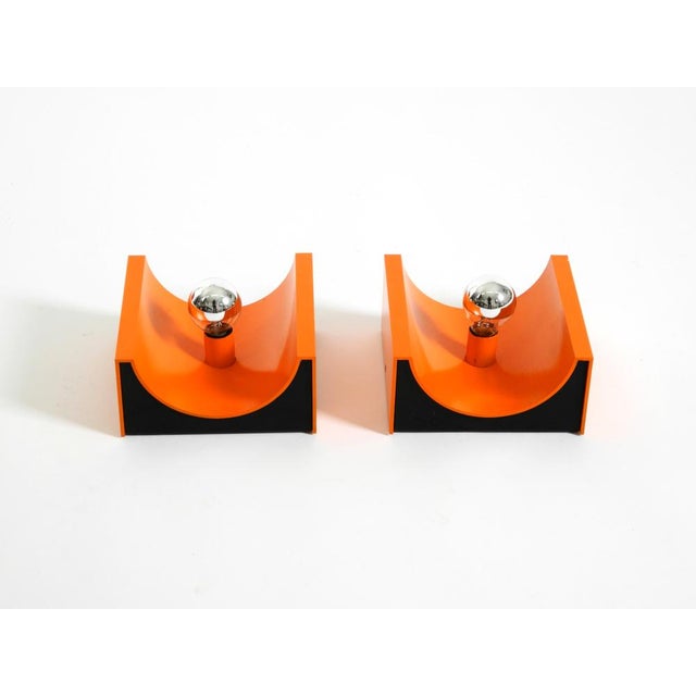 Space Age Metal Wall Lamps in Orange by Klaus Hempel for Kaiser Leuchten, 1960s, Set of 2 For Sale - Image 10 of 18
