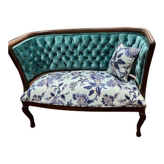 Antique Teal Settee For Sale