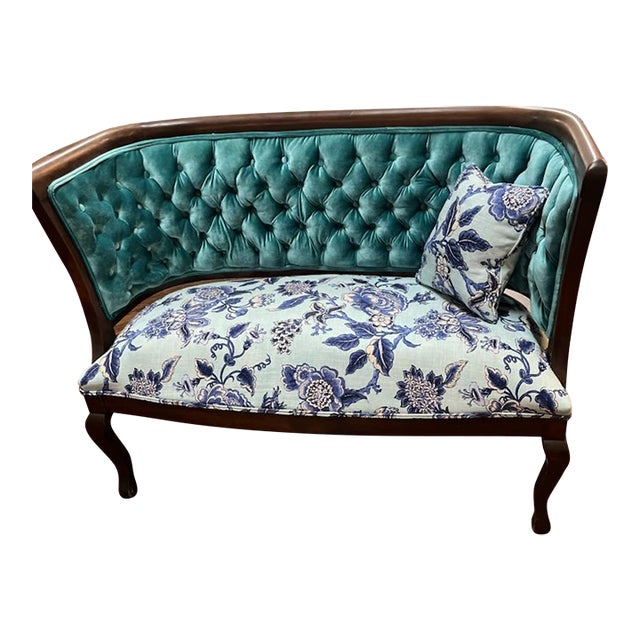 Antique Teal Settee For Sale